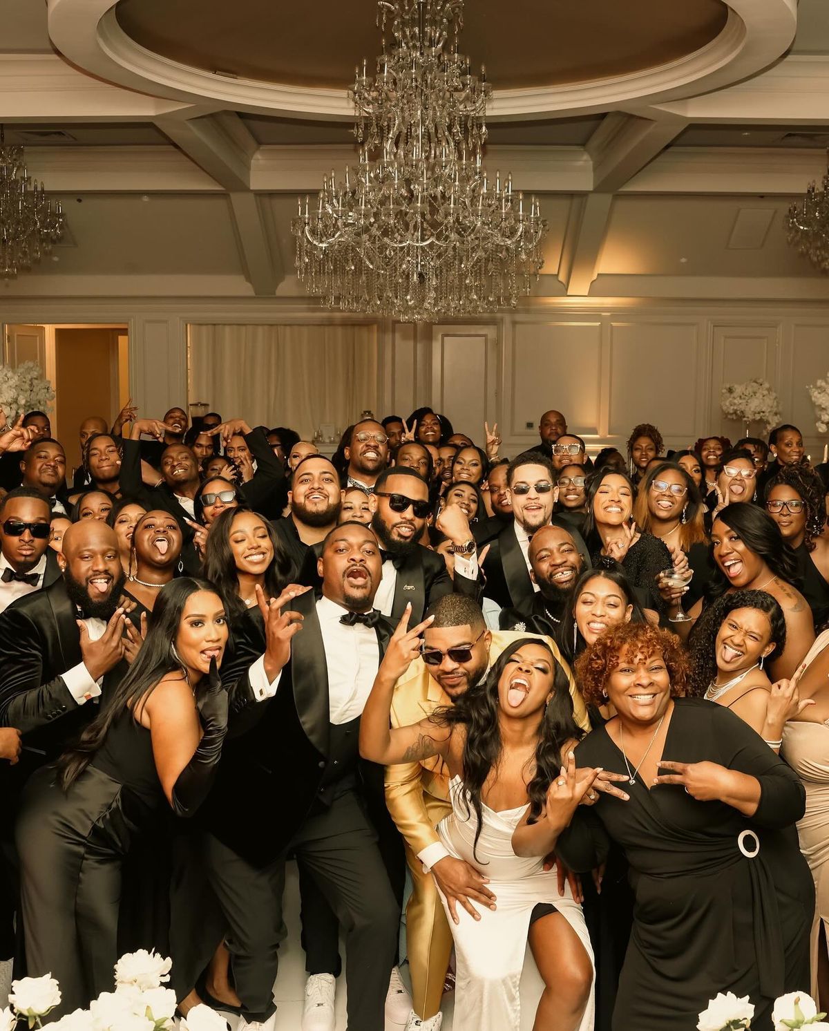 Guests sharing a Rwandan wedding celebration